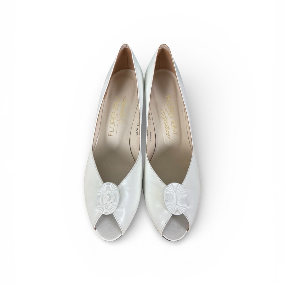 Florsheim Women's White Peep Toe Heels - Vintage